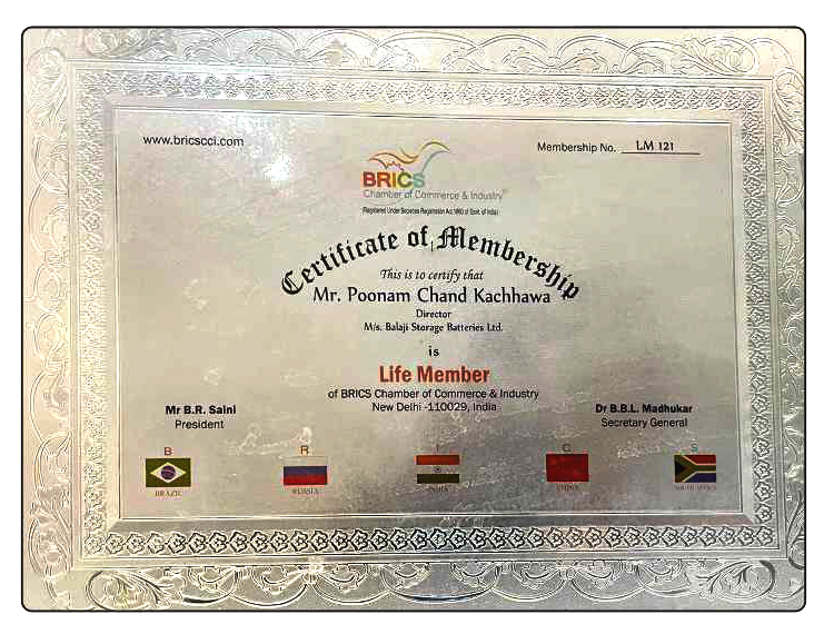 Balaji Storage Batteries Certificates 